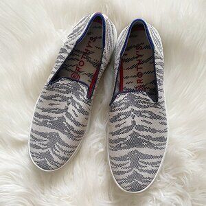 Rothy’s White Black Maritime Tiger Stripe Retired Print Slip On Shoes